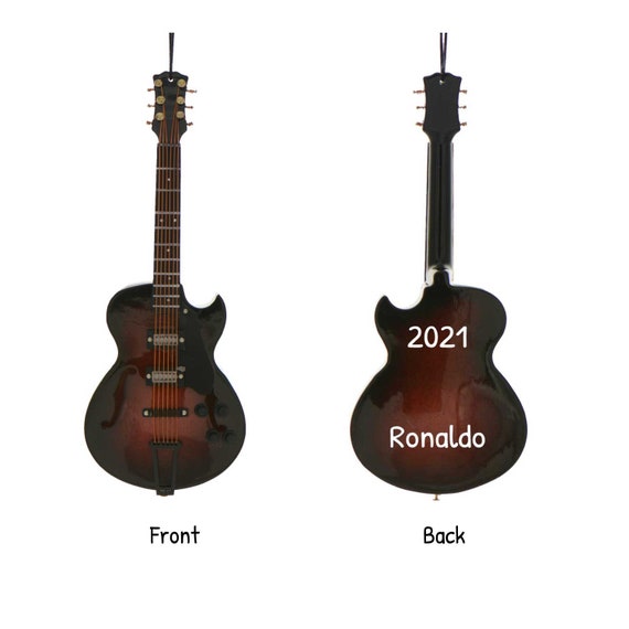 Electric Guitar Ornament, Personalized Guitar Ornaments, Black Guitar Ornament, Musician Ornaments, Guitar Player Gift, Custom Ornament