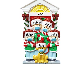 Personalized Family of 4 With Dog Ornament Family Ornament Christmas ...