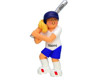 Enfeites de Natal personalizados para fãs de softball - Presentes personalizados para fãs de softball, Enfeite de softball - Jogadora de softball loira - Personalização gratuita