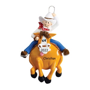 Ornamento personalizzato per equitazione - Ornamenti natalizi equestri, Ornamento per cavallo - Cavaliere cowboy - Personalizzazione gratuita