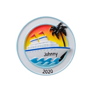 Cruise Ship Ornament, Personalized Name Ornament, 2024 Vacation Ornament, Boat Ornament, Honeymoon Cruise, Custom Ornament, Travel Ornament