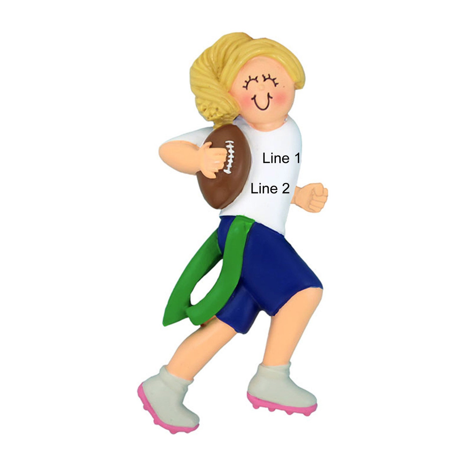 Personalized Flag Football Ornament Blonde Girl Flag Football Etsy