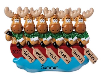 Personalized Family Ornament 2023 - Moose Ornament Family of 6 Canoe Ornament Deer Ornaments 2023 - Free Customization