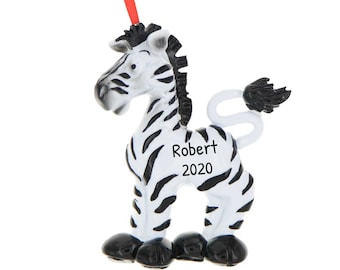 Personalized Zebra Ornament - Safari Ornament, Animal Ornament, Animal Lovers Ornament, Zebra Gifts - Zebra - Free Customization