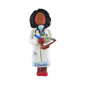 Personalized Medical Ornament - Doctor Ornaments, Nurse Ornaments, Medical Profession - Black Female - Free Customization With Gift Box