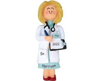 Personalized Medical Ornament - Doctor Ornaments, Nurse Ornaments, Medical Profession - Blonde Female - Free Customization With Gift Box