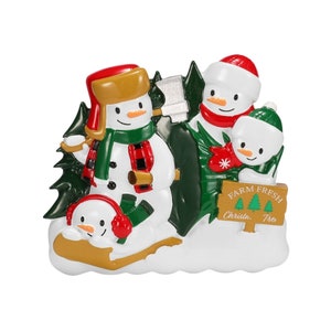 Gepersonaliseerde sneeuwpop voor gezin van 4 personen voor Kerstmis - decoratie voor de feestdagen