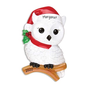Personalized Snowy Owl Ornament - White Owl Christmas Ornament, White Owl Ornaments for Christmas Tree, Hedwig Ornament - Free Customization