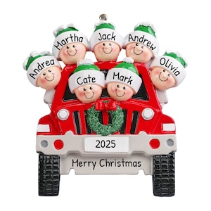 Personalized Family of 7 Christmas Ornament 2024, Travel SUV Ornament Family of 7 Ornament, Christmas Family Of Seven Ornament, Big Family
