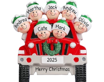 Personalized Family Ornament Set 2023 - Travel SUV Ornament Family of 7 Ornament 2023 Travel Ornaments 2023 - Free Customization