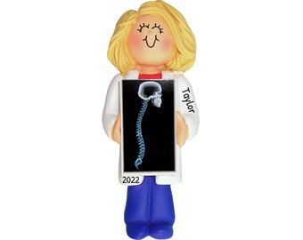 Personalized Medical Ornament - Chiropractor Gift, Doctor Ornaments, Nurse Ornaments - Blonde Female - Free Customization