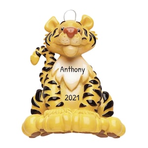 Personalized Tiger Ornaments for Christmas Tree - Tiger Christmas Ornament, Lunar Year Tiger Ornament - Sitting Tiger - Free Customization