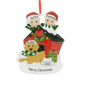 Personalized Christmas Ornament For Couples, Family Of 2 Ornament, Couple With Dog Ornaments, Dog House Christmas Ornaments,Festive Ornament