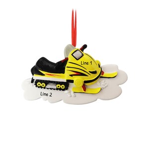 Personalized Snowmobile Ornaments, Ski Doo Ornament, Christmas Sled Ornaments, Yellow Snowmobile Ornament, Custom Snow Mobile Ornaments image 2
