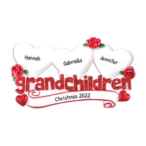 Grandchildren Names Ornament, Personalized Ornament, Gift For Grandparents, Xmas Gift Under 20, Custom Initial, OrnamentsbyElves