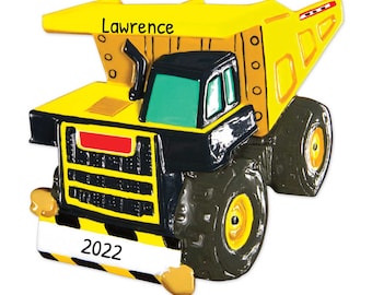 Personalized Dump Truck Ornament Christmas - Construction Ornaments Christmas, Dump Truck Christmas - Mighty Dump Truck - Free Customization