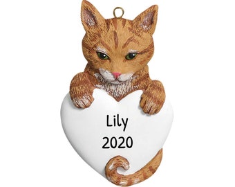 Personalized Pet Ornaments 2023 - Tabby Cat Ornament Christmas Kitty Ornament Personalized Cat Ornaments - Free Customization