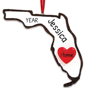 Gepersonaliseerde kaartornament Florida 2025 - Kerstversiering Florida Cadeaus voor internationale reizigers Souvenir boomdecoratie Florida