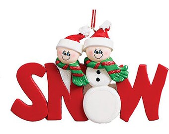 Personalized Christmas Ornaments For Couples - Letter Snow Couple Ornament Snowman in Love Couple Ornament - Free Customization