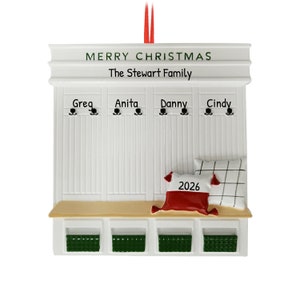 Personalized Family Ornament 2023 - Mud Room Family of Four Christmas Ornaments, Family of 4 Ornament - Free Customization with Gift Box