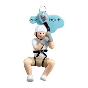 Personalized Zipline Ornament - Adventure Parks Zipline, Zip Line Christmas Ornaments - Cloud Boy - Free Customization