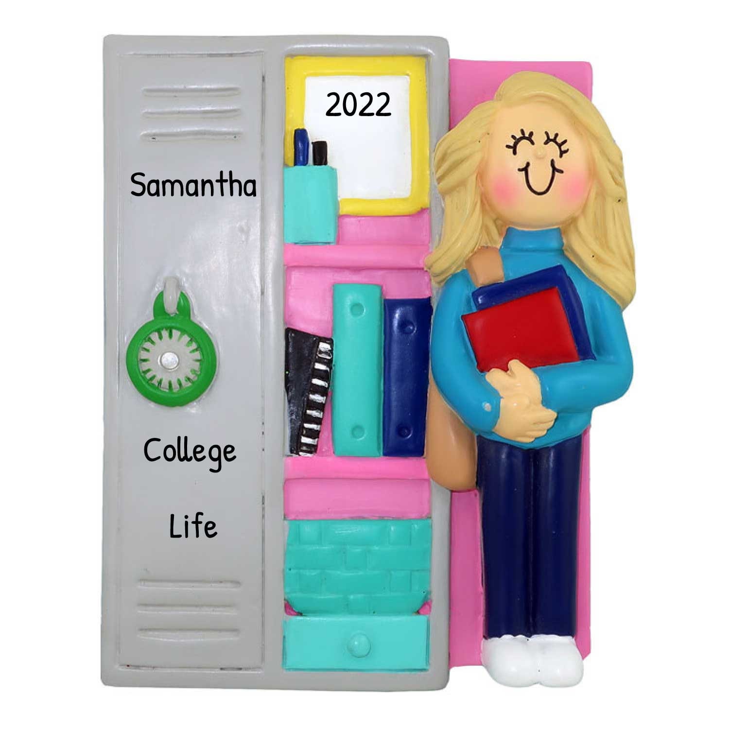 Personalized Student Locker Ornament, Back To College Ornament, High School Ornament, School Locker Decorations, Blonde Girl Ornament, Gift