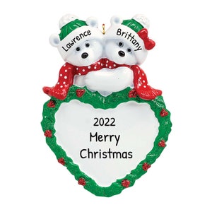 Personalized Polar Bears Couple Ornament, Christmas Ornament, Seasonal Decor, Ornament Gift, Polar Bears Together Ornament, Holiday Decor