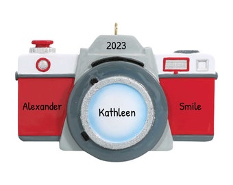 Personalized Camera Ornament 2023 - Photography Gifts for Photographers - Vintage Camera - Free Customization