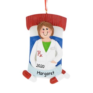 Medical Pharmacist Female Ornament, Personalized Gift, Rx Ornament, Prescription Ornament, Women Accessory, Unique Keepsake, Pharmacy Charm