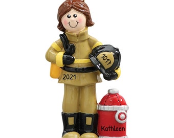 Ornamento pompiere personalizzato - Ornamento pompiere, ornamento donna pompiere, regalo vigile del fuoco - Donna pompiere - Personalizzazione gratuita con confezione regalo