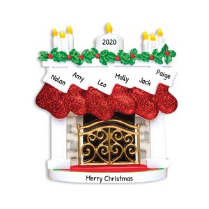 Personalized Family Ornament 2023 - Family Christmas Stocking Ornaments Family of 6 Fireplace Ornament - Free Customization
