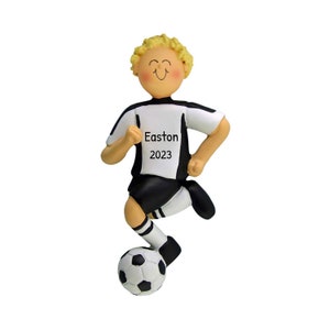 Soccer Ornament Personalized / Blonde Boy Soccer Ornament With Ball