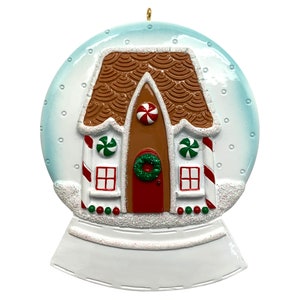 Personalized Gingerbread House Snow Globe Ornament, Festive Christmas Decor, Winter Wonderland Ornament, Candy House Ornament, Holiday Gift
