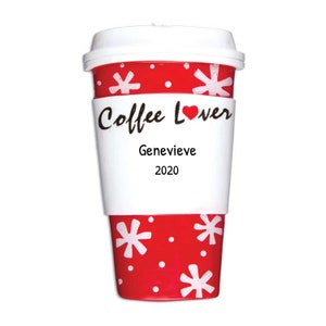 Adornos de café personalizados para árbol de Navidad, Adornos navideños de café, Adorno de Starbucks, Amante del café, Personalización gratuita