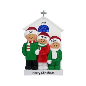 Personalized Family Christmas Ornament 2023 - Family Church Ornament 2023 Family of 3 Church Decorations - Free Customization