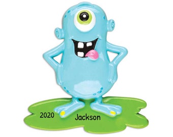 Personalized Cartoon Blue Monster, Cute Monster Gift, Kids Room Decor, Christmas Goofy Ornament, Monster Ornament, Christmas Holiday Decor