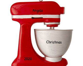 Personalized Mixer Ornament - Baking and Baker Ornament, Cook Ornament, Stand Mixer, Kitchen Mixer - Red - Free Customization with Gift Box