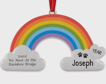 Regenboogornament ter nagedachtenis aan een huisdier, herdenkingsornament, herdenkingscadeau voor een huisdier, kerstornament, herdenkingsornament voor een kat, herdenkingscadeau voor een hond, regenboog
