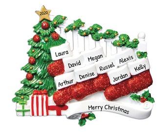 Personalized Family Ornament 2023 - Family Christmas Stocking Ornaments Family of 9 Stocking Ornament - Free Customization