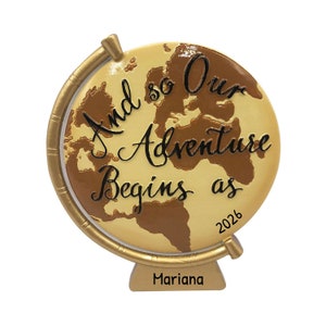 Ornement globe personnalisé - Ornement de voyage, Ornement avion, Ornement du monde, Passeport Wanderlust - Personnalisation gratuite avec boîte-cadeau