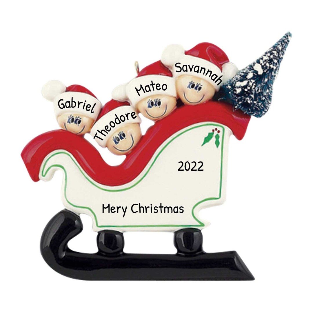 Personalized Family Ornament 2023 - Family of 4 Sleigh Ornament 2023 ...