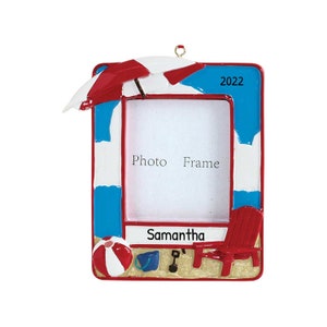 Personalized Picture Frame Ornament, Beach Ornament, Custom Photo Frame Ornament, Coastal Ornament, Vacation Ornament, Personalized Gift