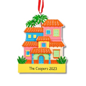 Beach House Ornament, Tropical Christmas Ornament, Personalized Ornament, Palm Tree House Ornament, Christmas Ornament, Stocking Stuffer