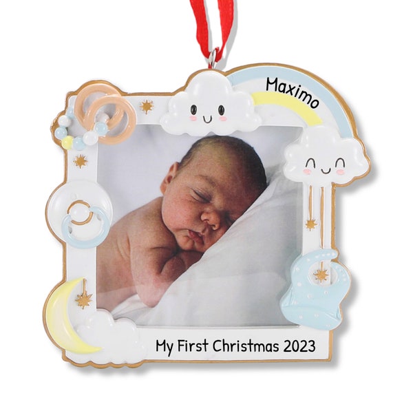 Baby Photo Frame Ornament, Newborn Photo Frame Ornament, Personalized Christmas Gift, Christmas Tree Decor, Custom Ornaments, Keepsake Gift