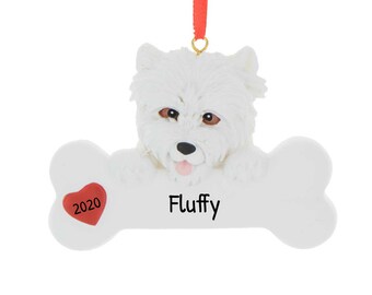 Adornos personalizados para mascotas 2023 - Adornos navideños para perros Adorno Westie Adornos para perros Adorno de hueso - Personalización gratuita