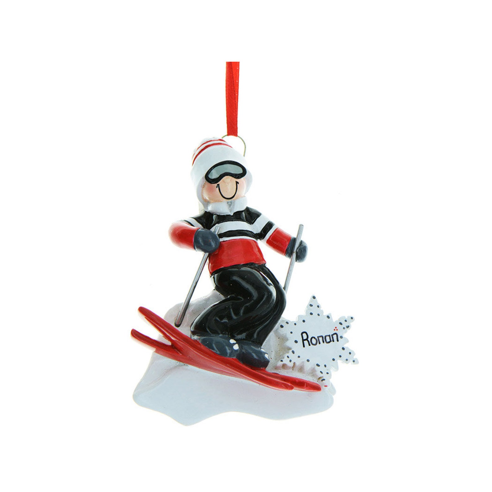 Personalized Ski Action Boy Ornament Ski Christmas Ornament Etsy