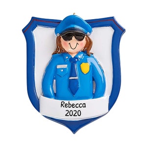 Personalized Police Christmas Ornament - Female Police Officer Ornament - Police Badge Ornament - Free Customization