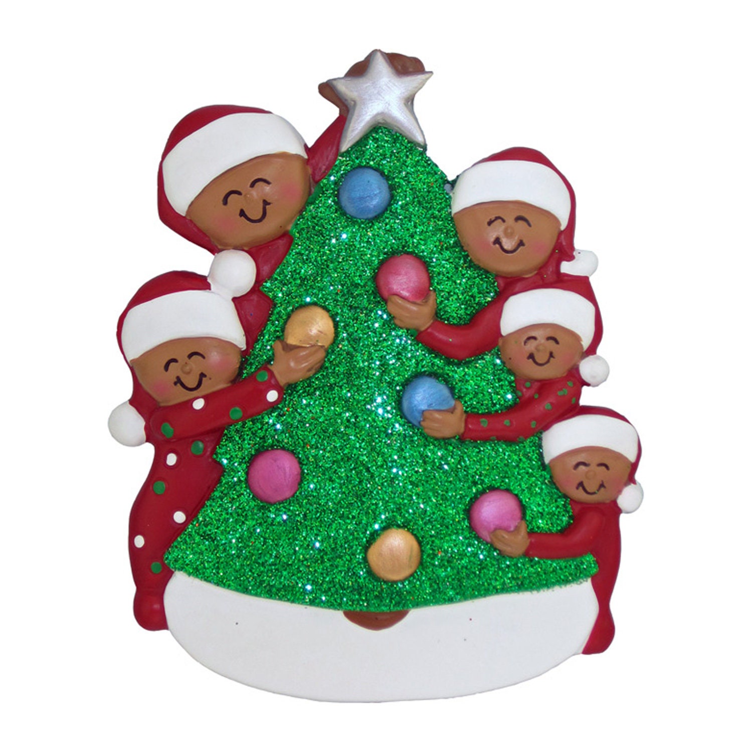 Personalized Family of 5 Ornament 2024, African American Family ...