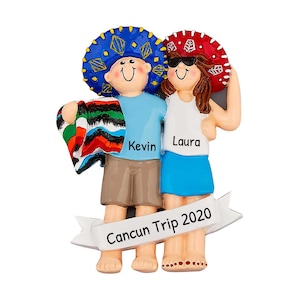 Adorno de Cancún México, Adornos de pareja de vacaciones, Regalo personalizado, Adornos para parejas, Adornos personalizados, Adorno de viaje,Adorno de viaje