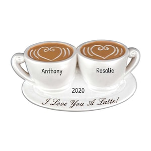 Coffee Cup Ornaments, Couple Ornament, Coffee Lover Gift, Coffee Couple Gift, Coffee Mug Ornament, Custom Ornament, OrnamentsbyElves